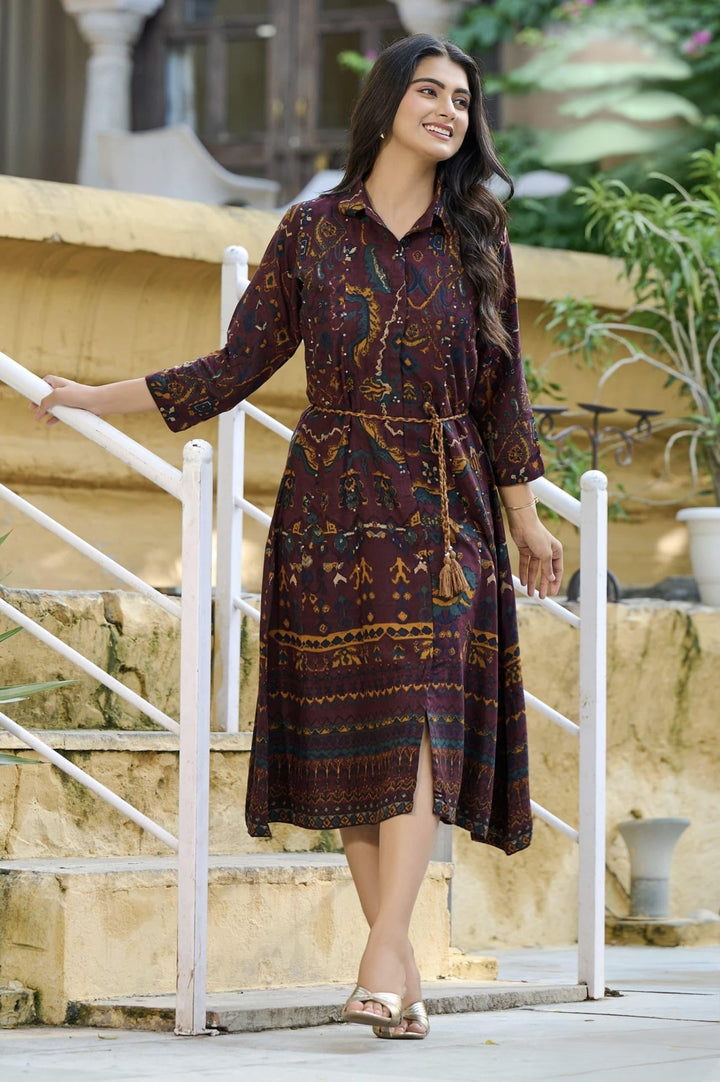 One Piece Style Kurti with Traditional Warli Print - Shreenath Collection