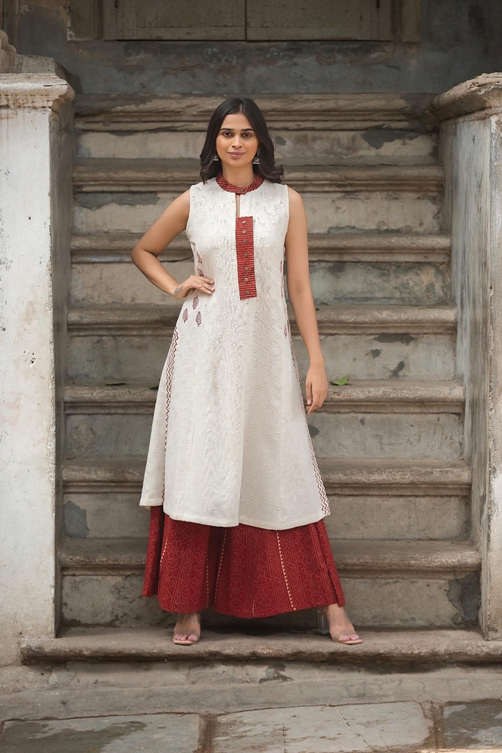 PALAZO SET WITH KALAMKARI WORK AND COTTON HANDLOOM - Shreenath Collection