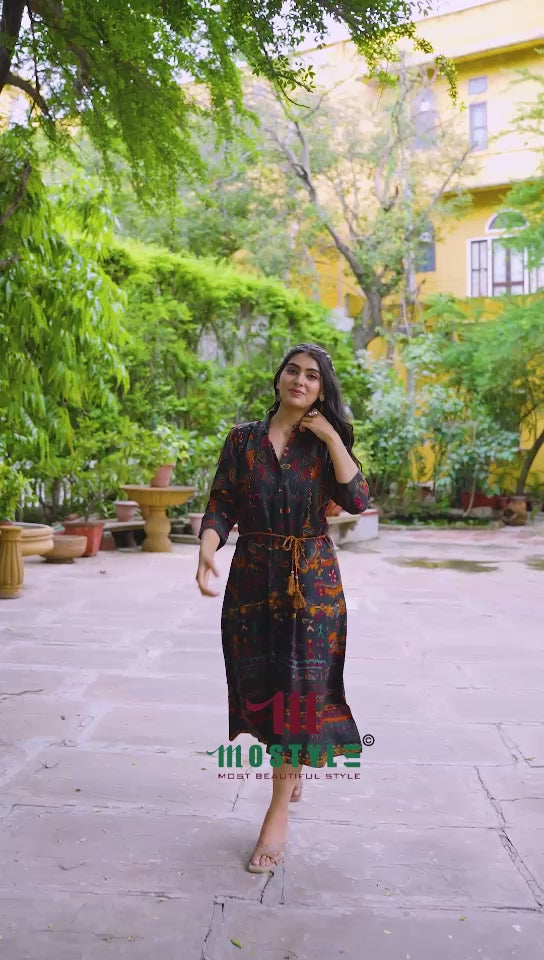 One Piece Style Kurti with Traditional Warli Print