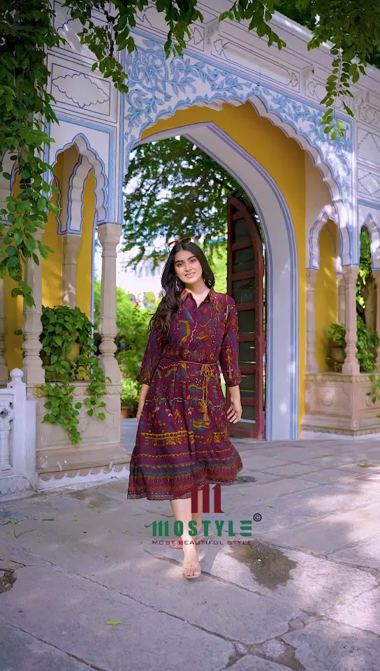 One Piece Style Kurti with Traditional Warli Print