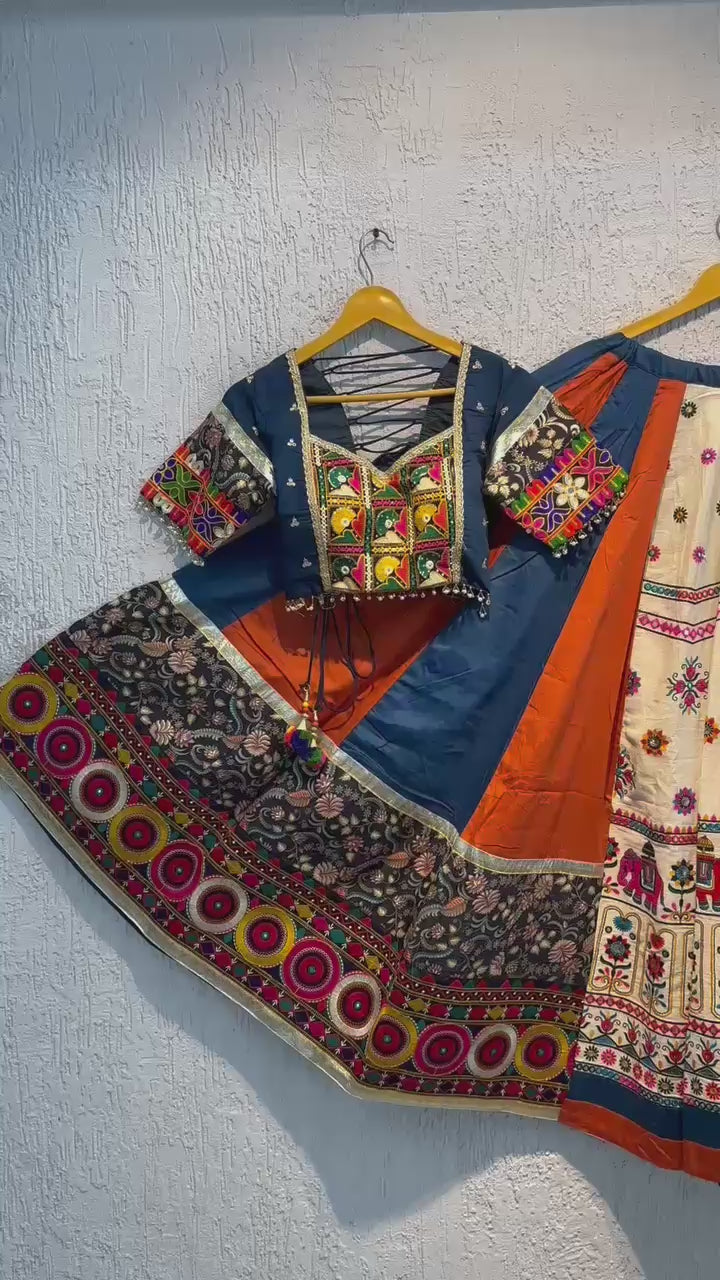 Navratri Special Premium Chaniya Choli In Jam Shatin Fabric