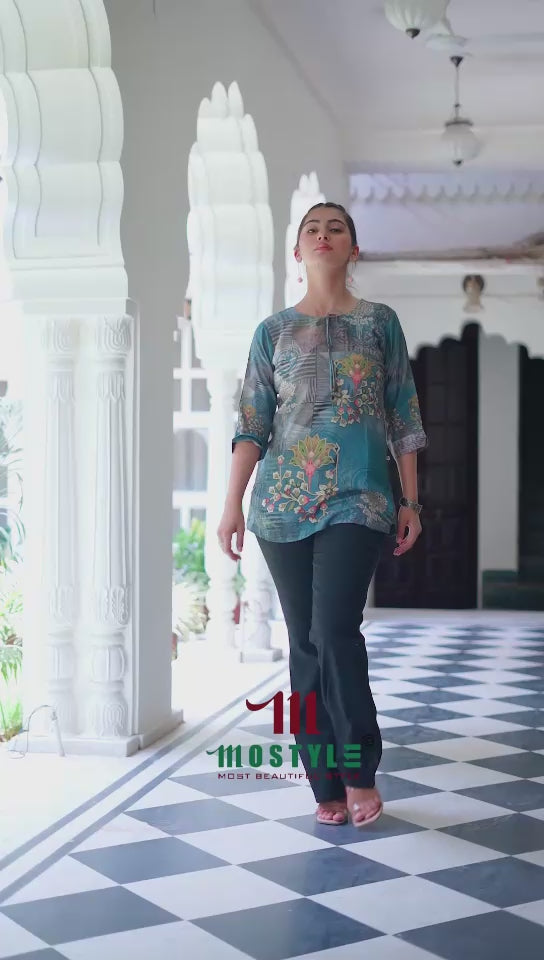 Printed Muslin Short Kurti