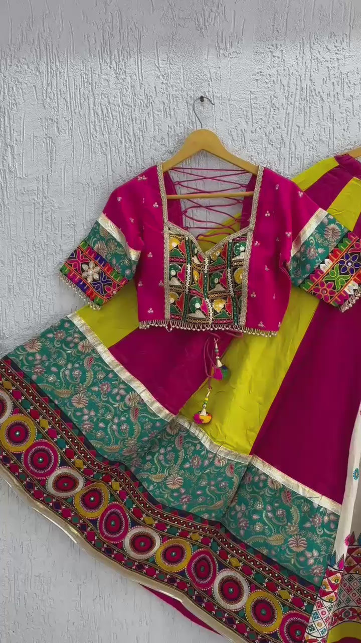 Navratri Special Premium Chaniya Choli In Jam Shatin Fabric