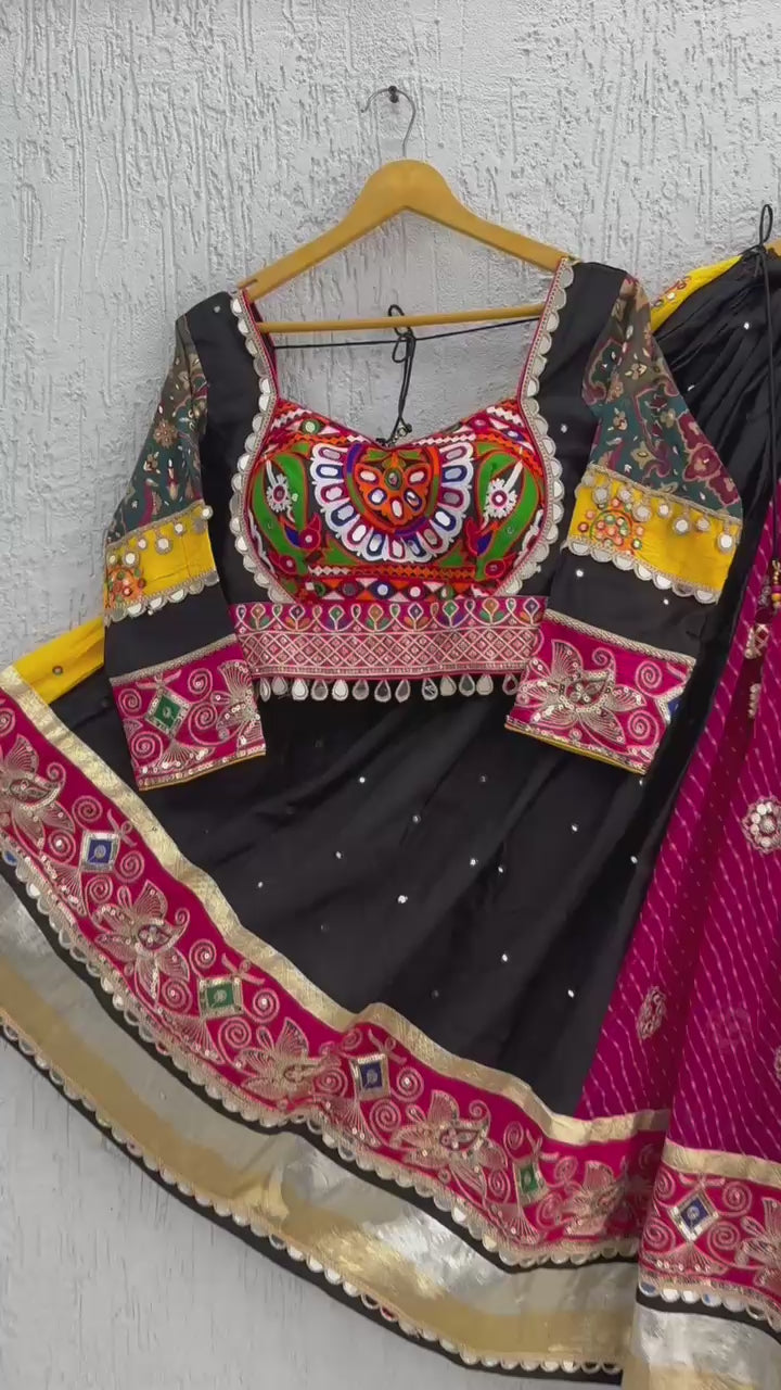 Premium Navratri Chaniya Choli — Leheriya & Multi-Printed Fabric