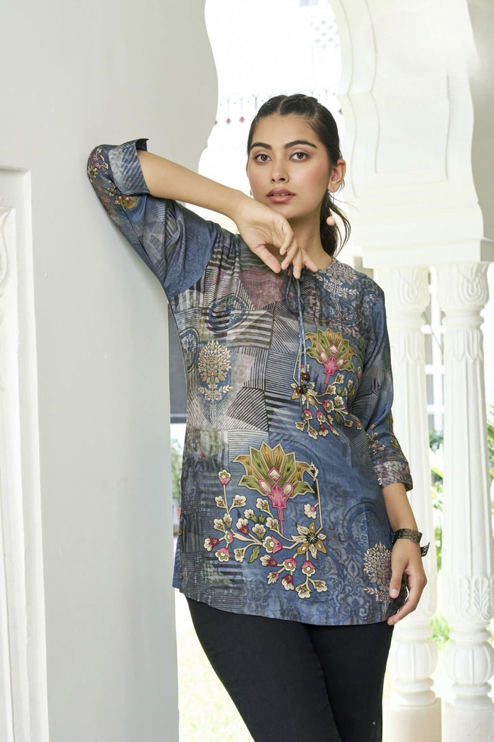 Printed Muslin Short Kurti - Shreenath Collection