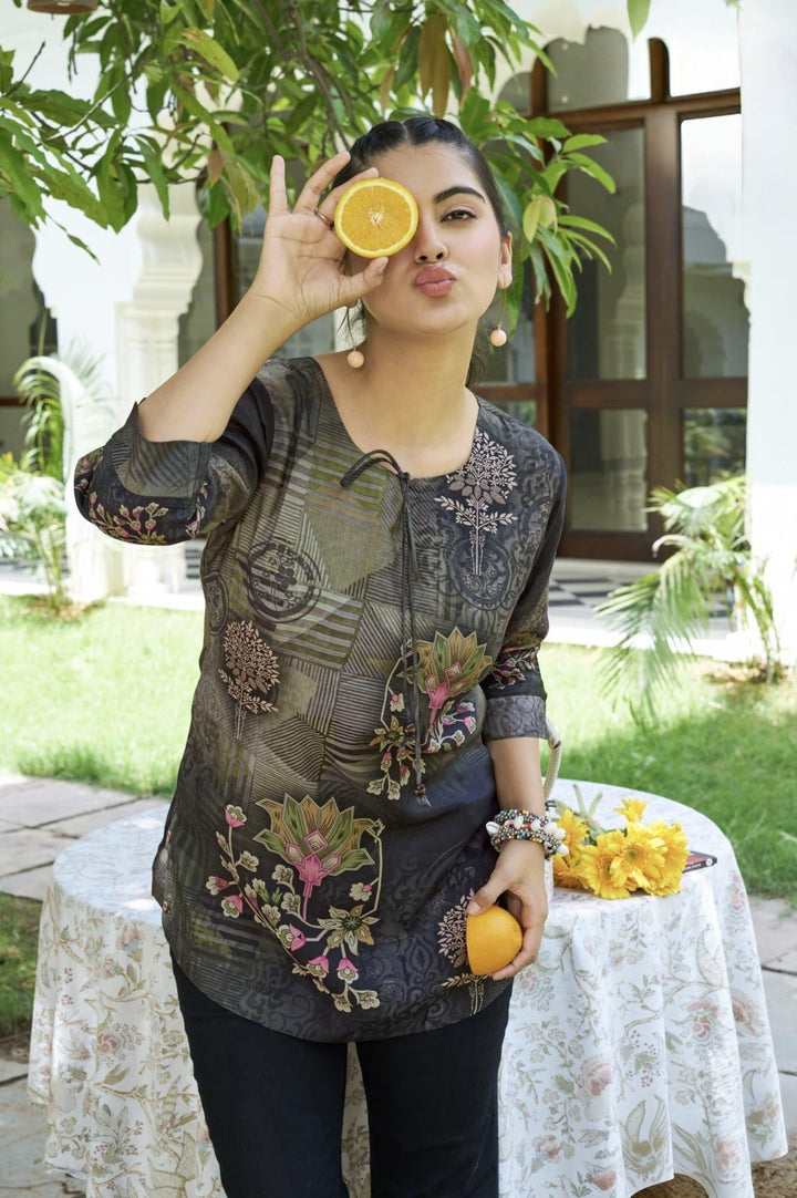 Printed Muslin Short Kurti - Shreenath Collection